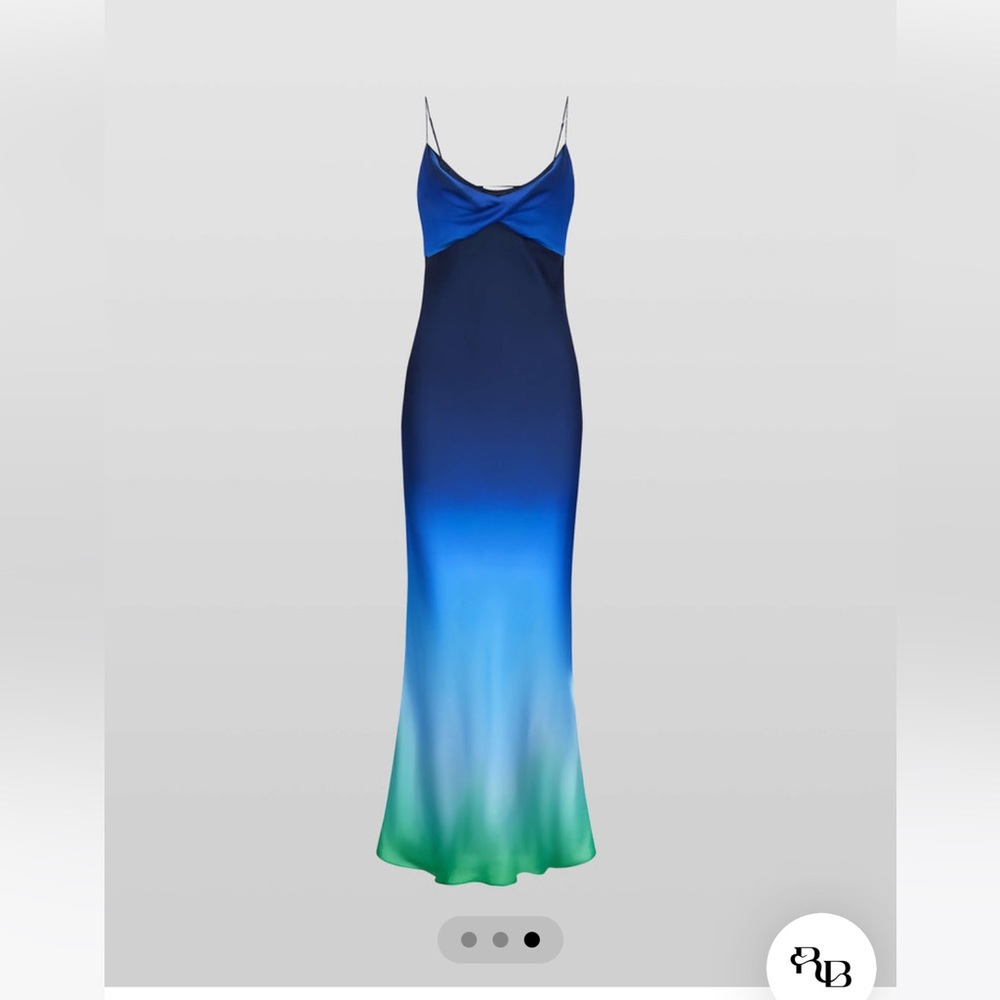 Rat & Boa Blue and Green Halter Maxi Gown
